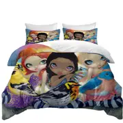 Colorful Painting Three Little Birds and Fairies Quilt Cover