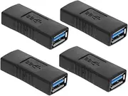 NUOBESTY 4 Pcs USB Female to Female Connector Dual Port USB Extender Compact and Durable Design for Home and Use