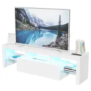 Advwin TV Cabinet 160cm RGB LED UV Gloss Entertainment Unit Stand White