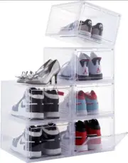 Premium Acrylic Shoe Box Sneaker Display Storage Case Stackable Magnetic Door