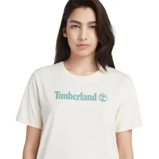【Timberland】女款白煙色LOGO短袖T恤(A6AZPV04)