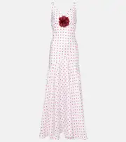 [Rodarte] Rodarte Polka-dot floral-appliqué silk twill gown AU 6 white