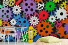 3D Colorful Gear Wallpaper Wall Mural Removable Self-adhesive 67