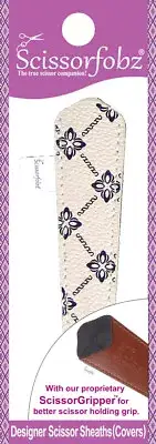 SCISSORFOBZ Designer Scissors Sheath Cover Single Small Beige Blk Floral Diamond