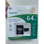 APACER 宇瞻 64GB MICROSDHC TF UHS-I CLASS10 記憶卡