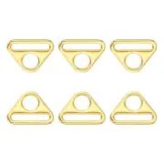 6Pcs 0.79" Adjuster Triangle with Bar Swivel Clip D Dee Ring Buckle, K Gold
