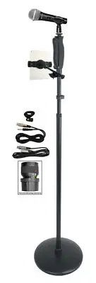Rockville Pro Microphone+Round Base Mic Stand+Smartphone/Tablet/iPad Clamp Mount