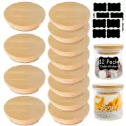 Oui Yogurt Jar Lids-12 pack Oui Lids-Natural Bamboo Wood with Silicone Sealin...