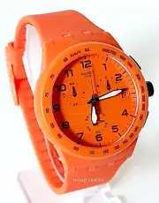 SWATCH, SWISS MADE, BRIGHT ORANGE MEN'S CHRONOGRAPH WATCH, SUS0400, NEW IN BOX
