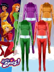 Totally Spies Ewing Costume Jumpsuits Tights Zentai Suit Red 190