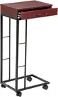Narrow Table Side Sofa Drawer Wood Top Metal Frame Slim End Table rolling wheels