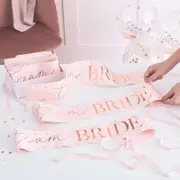 Blush 'team BRIDE' Bridal Shower Sashes 6pk in Gift Box