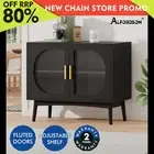ALFORDSON Buffet Sideboard Cupboard Cabinet Storage Fluted Doors Black Pantry
