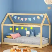Kids Bed Frame Wooden Timber Single House Frame Platform Bed Base Oak RRP $899