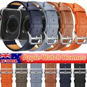 Apple Watch iWatch Band Series 9 8 7 6 5 4 3 SE 45 44 41 40 Hermès Leather Strap