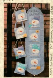 All Flakes Welcome Door Banner & Ornaments Pattern Country Folk Art Snowmen