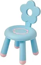yuksok Children Chair Thickened Seat Solid Colorful Flowers Wide Backrest Small Bench Low Stool for Indoor and Outdoor Rooms Toddler, Blue
