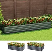 320X80X45cm Green Fingers Garden Bed Planter Box Raised Container Galvanised Herb