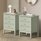 Oikiture Bedside Tables Set of 2 Side End Storage Furniture Nightstand Green