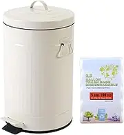 Vintage Metal Garbage Bin, Bathroom Trash Can, Garbage Can with Pedal, Retro Indoor Waste Basket with Soft Close Lid, Round Waste Bin for Kitchen, Office, Bedroom, Toilet