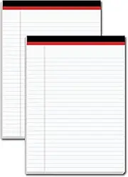 Legal Pads 8.5 x 11 Lined Paper White Legal Pads, 2 Pack, 50 Sheets, Pads of Paper Pads 8.5 x 11, Wide Ruled Writing Pads 8.5 x 11 Legal Notepads, Micro Perforated Notepad, for Home, School, Office