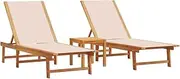 Camping Sunloungers Reclining Patio ChairsSun Loungers 2 pcs with Table Cream Solid Wood Acacia and