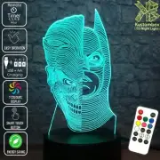 BATMAN AND JOKER HALF FACE 3D LED Battery USB Night Light Colour Change Lamp