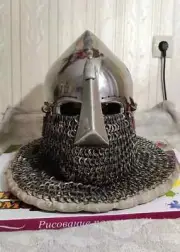 Medieval Knight Helmet Chainmail Helmet, BattleReady Helmet Bascinet 16 Ga,