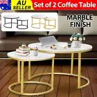 Set of 2 Coffee Table Wooden Elegant Modern Round Furniture Nesting Coffee End