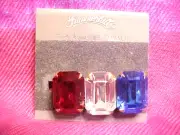 Large Emerald Shape, RED, WHITE, BLUE FINE AUSTRILIAN CRYSTAL BROACH SUMMER HIL