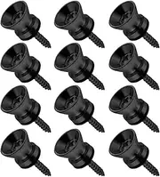 12pcs Guitar Strap Locks Metal Strap Buttons Metal End Pins Flat Head for Acoustic Classical Electric Guitar Bass Ukulele(Pack of 12) (Black)