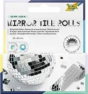 folia 541060 541060-Mirror Tile Silver Size M, 2 Rolls of 4 cm x 1 m, Mirror Mosaic in Silver, 800 Glass Mirror Stones Each 10 x 10 mm, Self-Adhesive, for Decorating and Decorating, Glass