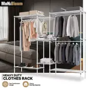 Freestanding Closet Organizer Garment Rack Adjustable Clothes Shoe Storage Shelf