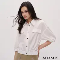 在飛比找momo購物網優惠-【MOMA】微甜短版泡袖襯衫(兩色)