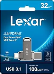 Lexar JumpDrive D400 Titanium USB 3.1 Type-C Flash Drive, 32 GB