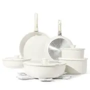 Carote Cookware Set 17 Pcs Granite Non Stick Pots and Pans Set Removable Handle
