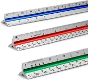 12" Architectural Scale Ruler Aluminum Architect Scale Triangular Scale Ruler fo