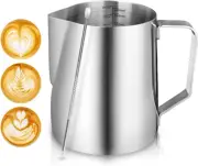 Milk Frothing Pitcher, Stainless Steel Creamer Milk Pitcher with Latte Art Pen,
