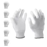 6 Pair Safety Work Gloves PU Coating Medium Working Glove with Grip, White