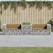 Garden Bench Garden Bench with Gabion Basket Impregnated Wood Pine