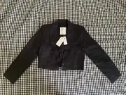 Premium Linen Cropped Blazer, Black Size M, Abercrombie & Fitch