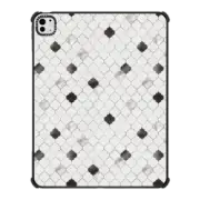 iPad Pro 13-inch (M4) iPad Impact Case Chic black white silver quatrefoil geometric shape pattern