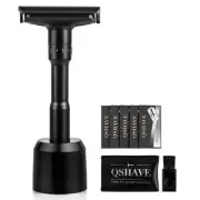Adjustable Double Edge Safety Shaving Razor Deluxe Set (Razor with Stand)