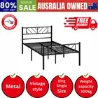 Metal Bed Frame King Single Bed Base Platform Black SIS