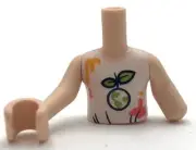 Lego New Light Nougat Torso Minifigure Girl White Top Paint Stains Leaves Part
