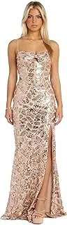 [MORGAN AND CO.] Luxe Sequin Lace Corset Gown W/Cut-Out Lace-Up Back & Side Slit