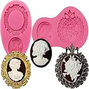 Funshowcase Cameo with Picture Frame Silicone Mold for Sugarcraft, Resin Epoxy, Polymer Clay Crafting Projects 2-Count