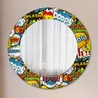 Modern Wall Mirror with Patterned Frame Ready to Hang comics style pattern