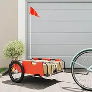 Bike Trailer Orange Oxford Fabric and Iron,Bike Trailer Cargo in Steel Frame,ExtraStorage Carrier with Hitch