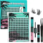 Manga Eyelash Clusters DIY 144Pcs Lash Extension Kit Natural Lashes Clusters Kit with Lash White Bond and Seal,Lash Remover and Tweezers Anime Cluster Eyelash Extensions(White Holiday,C-Mix8-18mm)